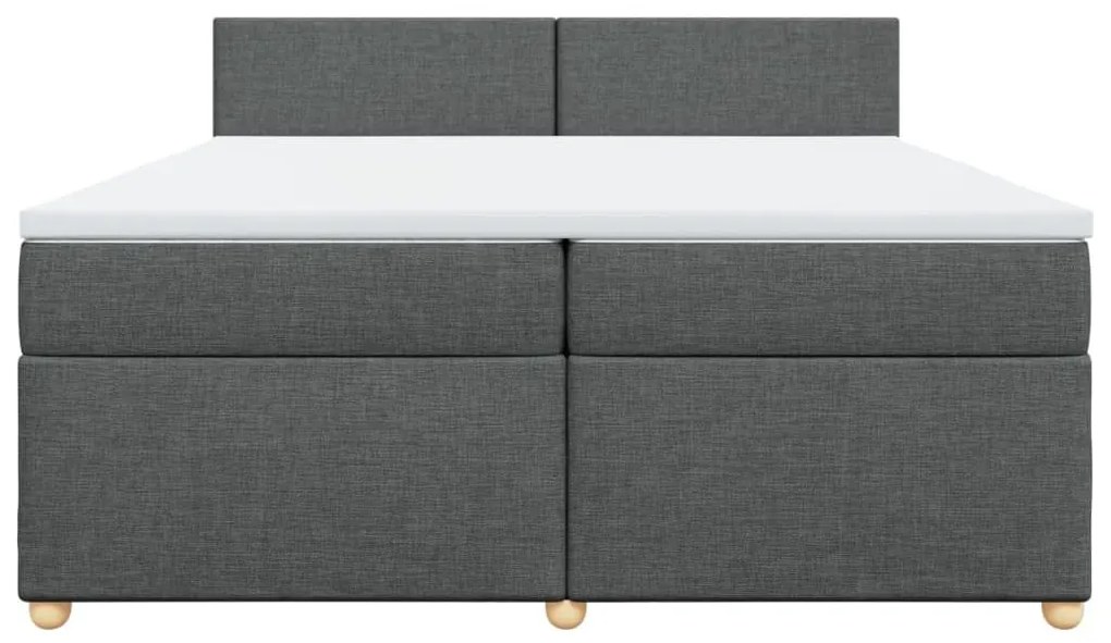 Κρεβάτι Boxspring με Στρώμα Σκούρο Γκρι 200x200 εκ. Υφασμάτινο - Γκρι