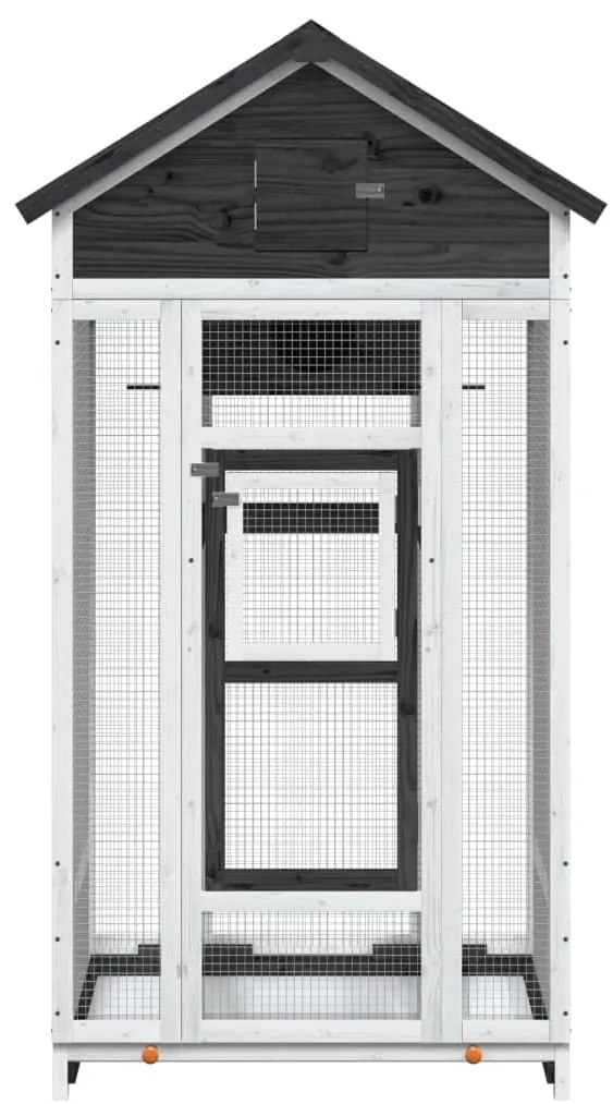 vidaXL Σπιτάκι Πουλιών Γκρι 91,5 x 53 x 170 εκ. από Μασίφ Ξύλο Πεύκου