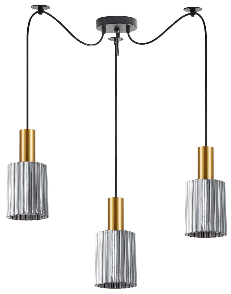 Φωτιστικό Οροφής SE21-GM-4-BL3-GL1 ADEPT TUBE Gold Matt Pendant Smoked Glass+