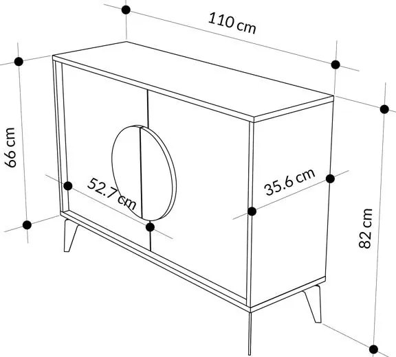 Μπουφές Gora σε Λευκό - Μόκα 110x35.6x82εκ. 110x35.6x82 εκ.