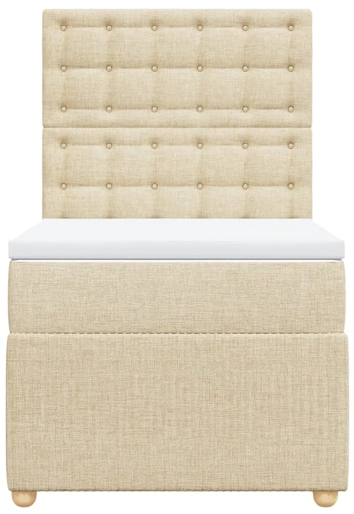 vidaXL Κρεβάτι Boxspring με Στρώμα Κρεμ 90x200 εκ.Υφασμάτινο