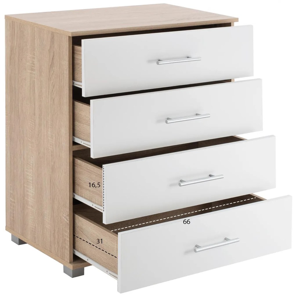 Συρταριέρα Briana με 4 Συρτάρια Sonama - Λευκό 75x40x83Υ εκ. 75x40x83 εκ.