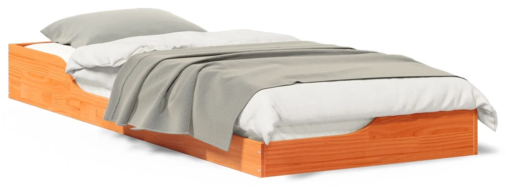 vidaXL Κρεβάτι δαπέδου Καφέ κεριού 80 x 220 cm Μασίφ ξύλο πεύκου