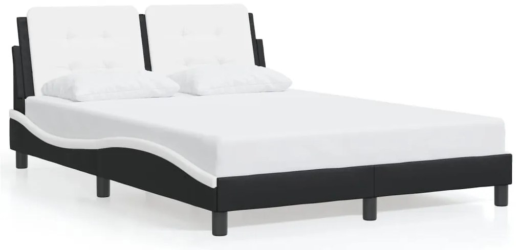 vidaXL Πλαίσιο Κρεβατιού με LED Χωρίς Στρώμα Zadar Μαύρο/Λευκό 140x190εκ.