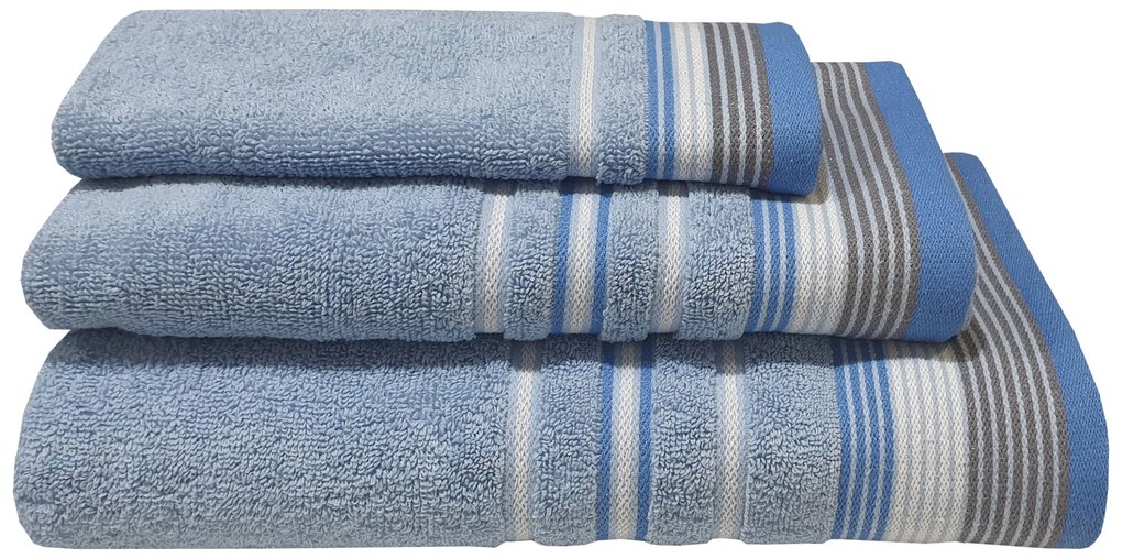 Πετσέτα Βαμβακερή Σώματος 70x140εκ. Satin Stripe Light Blue Komvos 7005929-11