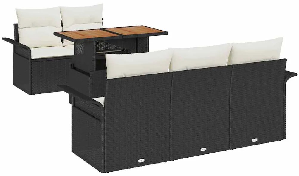 vidaXL Σετ Καναπέ Κήπου 6 pcs Μαύρο και κρεμ 100 x 55 x 73 εκ