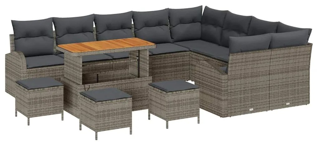 vidaXL Σετ Καναπέ Κήπου με μαξιλάρι 13 pcs Γκρι Πολυ ράταν