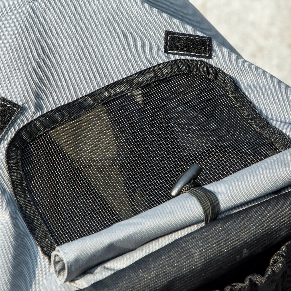 Καρότσι Σκύλου PawHut, Καρότσι Κατοικίδιου για Μικρά Σκυλιά και Γάτες, με Καλάθι Αποθήκευσης, Σχεδιασμός Αναδίπλωσης με Ένα Κλικ, Γκρι