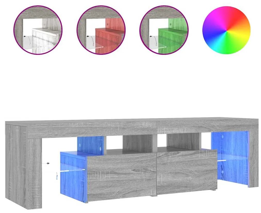 vidaXL Έπιπλο Τηλεόρασης με LED Γκρι Sonoma 140 x 36,5 x 40 εκ.