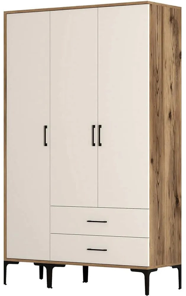 Ντουλάπα Τρίφυλλη Kumsal 845HCT5461 120x47,5x201,4cm Walnut-Cream Τρίφυλλη