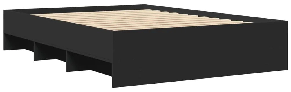 vidaXL Πλαίσιο Κρεβατιού Μαύρο 135x190 εκ. Επεξεργ. Ξύλο