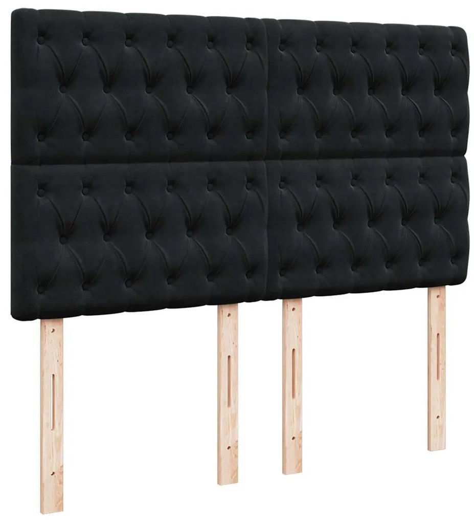 vidaXL Κρεβάτι Boxspring με Στρώμα Μαύρο 140x200 εκ. Βελούδινο