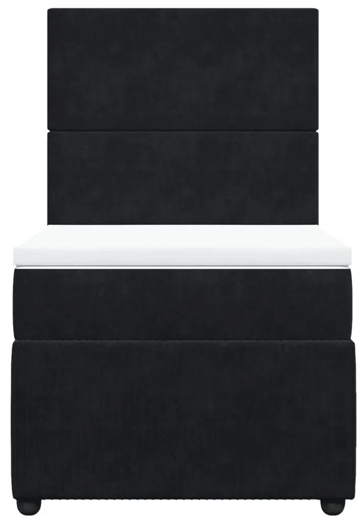vidaXL Κρεβάτι Boxspring με Στρώμα Μαύρο 90x200 εκ. Βελούδινο