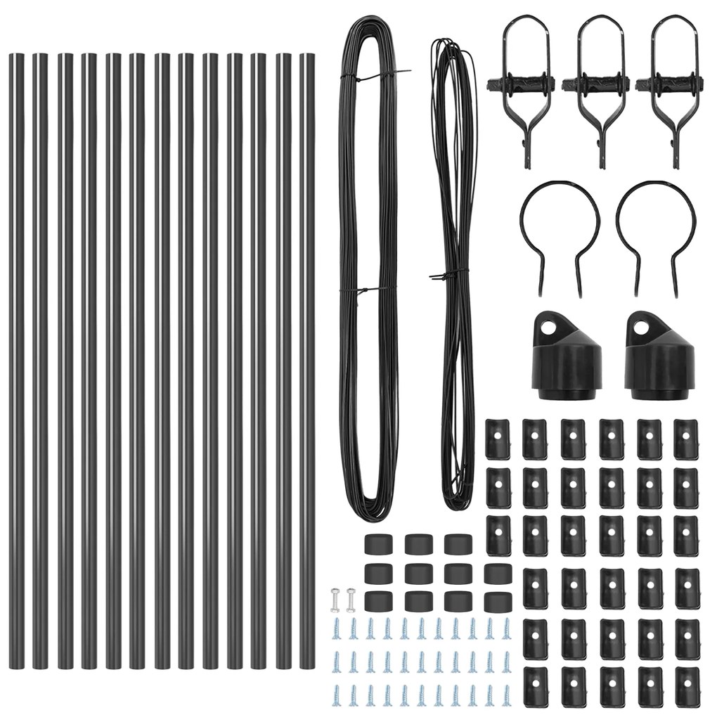 vidaXL Set Πόλων περίφραξης 13 pcs Γκρι Ø32mm 80 cm Μέταλλο