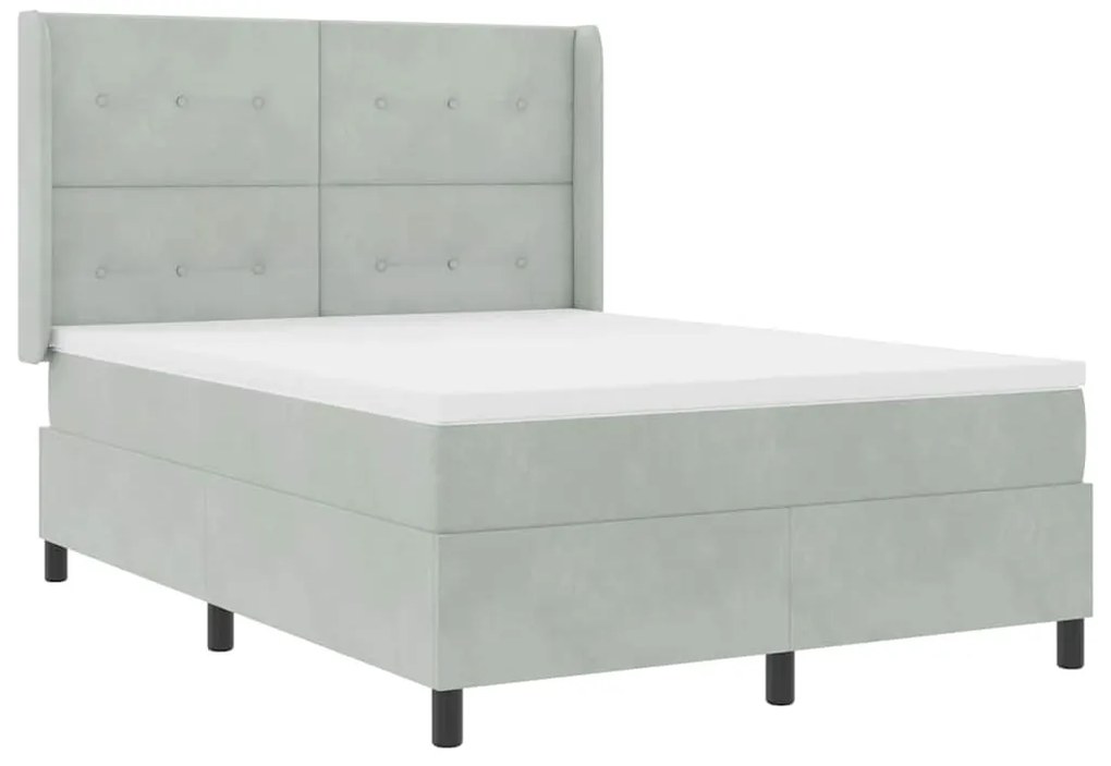 vidaXL Κρεβάτι Box Spring LED με Στρώμα Ανοιχτό γκρι 140 x 200 cm
