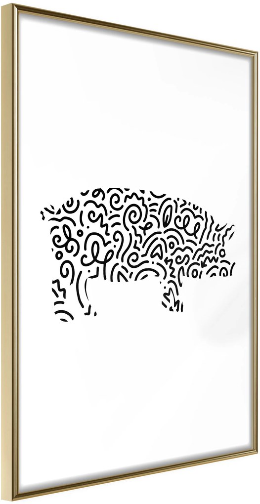 Αφίσα - Curly Pig  - 40x60 - Χρυσό - Χωρίς πασπαρτού