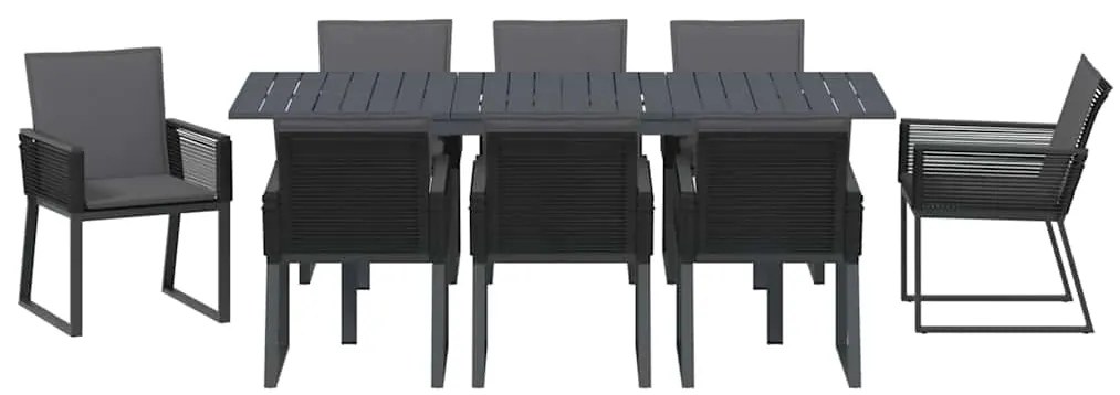 vidaXL Σέτ φαγητού για κήπο 9 pcs Μαύρο συνθετικό ρατάν