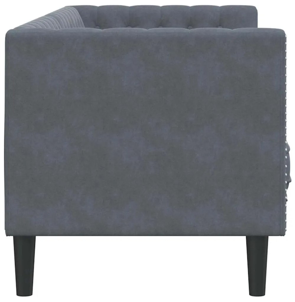 vidaXL Καναπές Chesterfield Σκούρο γκρι 194 x 74.5 x 70.5 εκ. Βελούδο