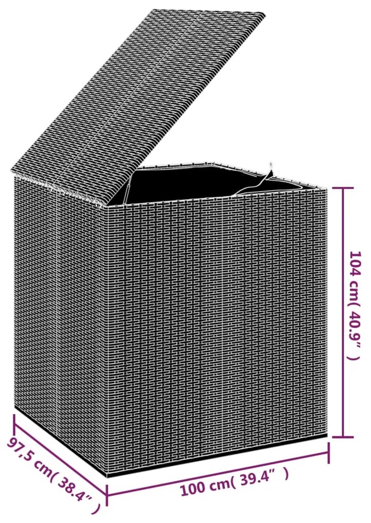 vidaXL Κουτί Μαξιλαριού Κήπου Καφέ 100x97,5x104 εκ. Ρατάν Πολυαιθ.