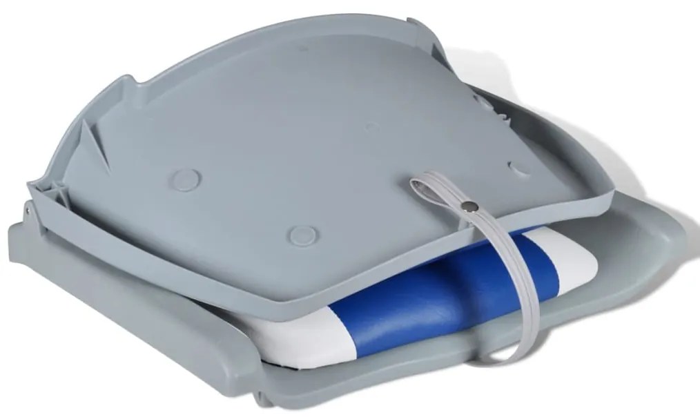 vidaXL Αναδιπλούμενο Κάθισμα Βάρκας με Μπλε/Λευκό Μαξιλάρι 48x51x41εκ.