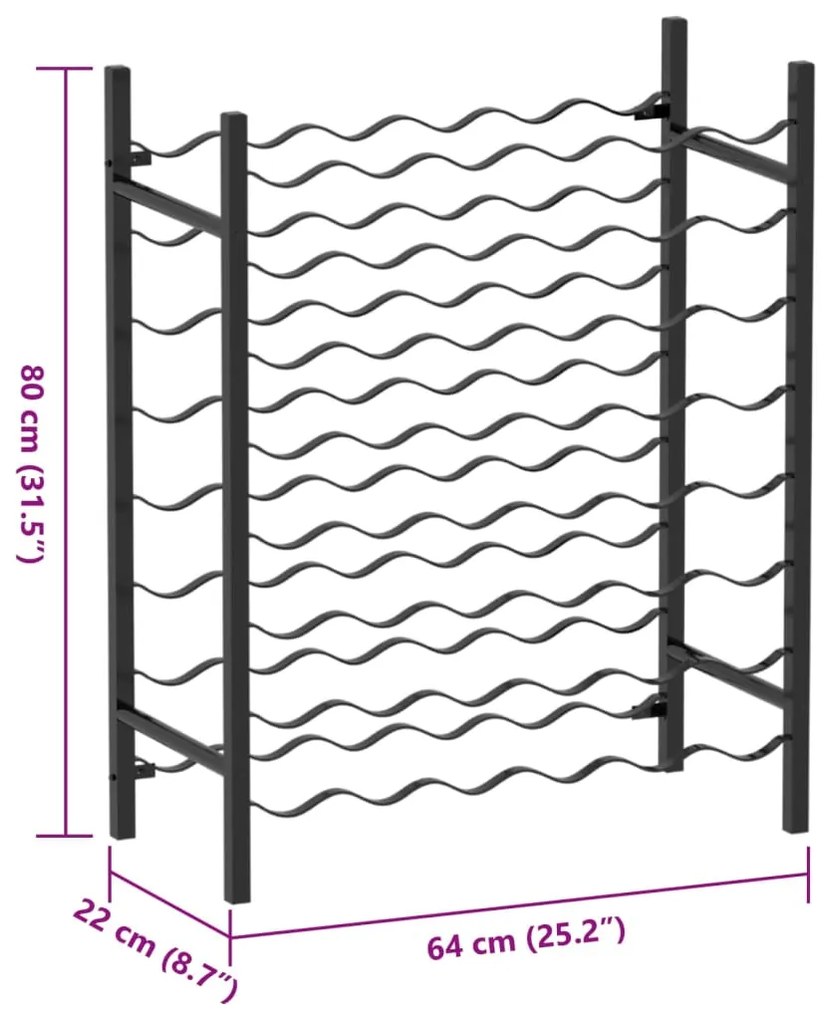 vidaXL Κάβα / Ραφιέρα Κρασιών για 48 Μπουκάλια Μαύρη Μεταλλική