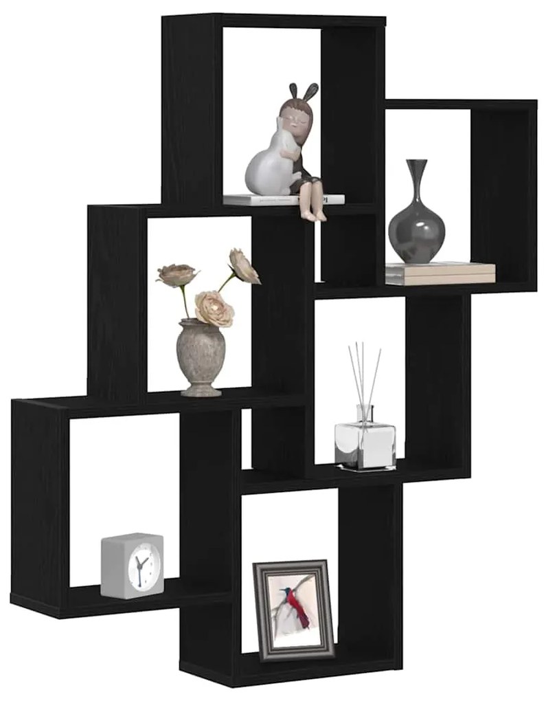 vidaXL Ράφι Τοίχου Μαύρη Οξυά 78 x 15 x 93 εκ Επεξεργασμένο ξύλο