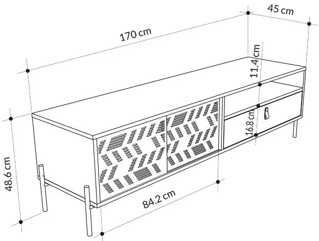 Έπιπλο τηλεόρασης Melati pakoworld καρυδί 170x45x48.5εκ (1 τεμάχια)