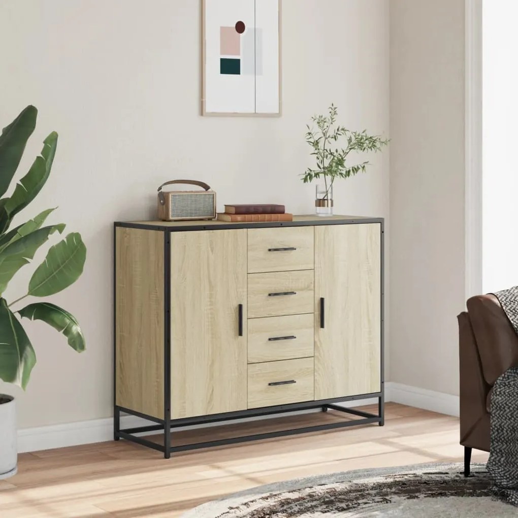 vidaXL Sideboard Sonoma Oak 92x35x76 cm Κατασκευασμένο ξύλο