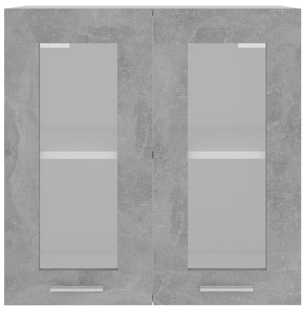 vidaXL Κρεμαστό Γυάλινο Ντουλάπι "Lyon" Γκρι Σκυρόδεμα 60x31x60 εκ. από Τεχνητό Ξύλο
