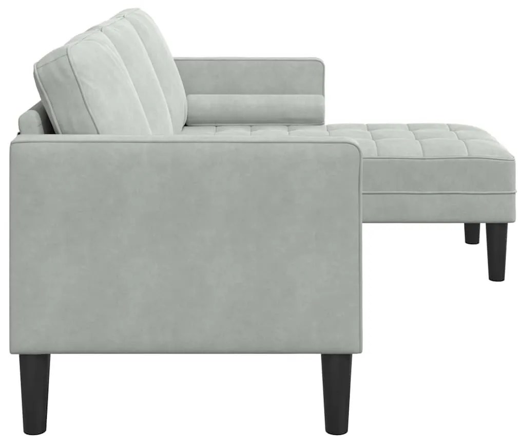 vidaXL Καναπές 3 Θέσεων με Chaise L-σχήματος Ανοιχτό Γκρι 160 εκ Βελούδο