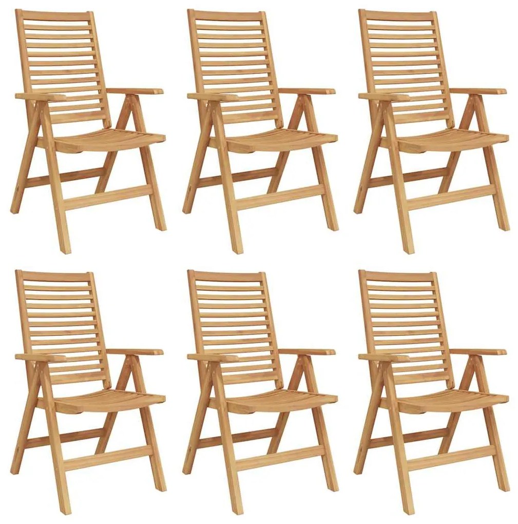 vidaXL Καρέκλα Κήπου 6 pcs Καφέ 52 x 64.5 x 108 εκ. Μασίφ ξύλο teak