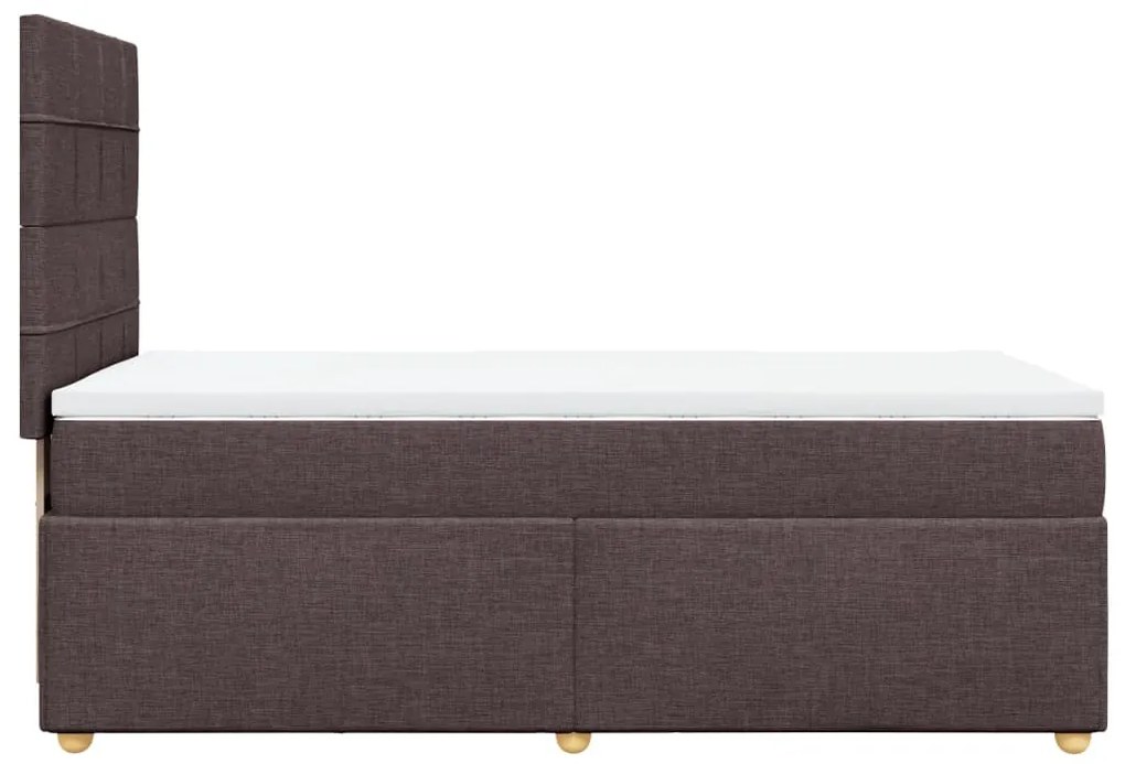 vidaXL Κρεβάτι Boxspring με Στρώμα Σκούρο Καφέ 90x190 εκ. Υφασμάτινο