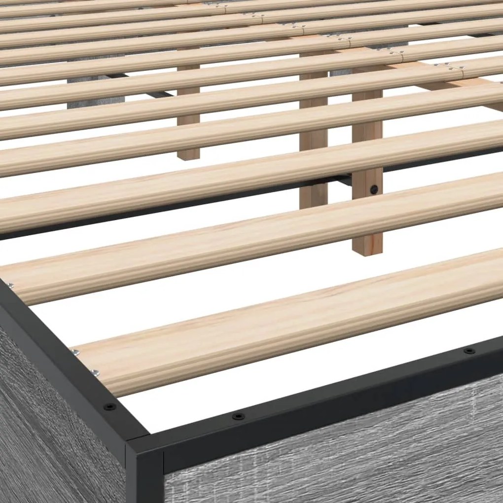 vidaXL Πλαίσιο Κρεβατιού Γκρι Sonoma 150x200 εκ. Επεξ. Ξύλο &amp; Μέταλλο