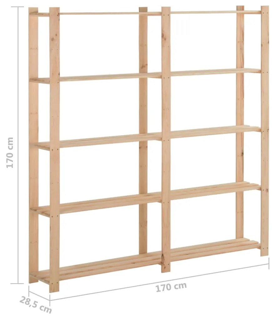 vidaXL Ραφιέρα 5 Επιπέδων 170 x 28,5 x 170 εκ. από Μασίφ Ξύλο Πεύκου