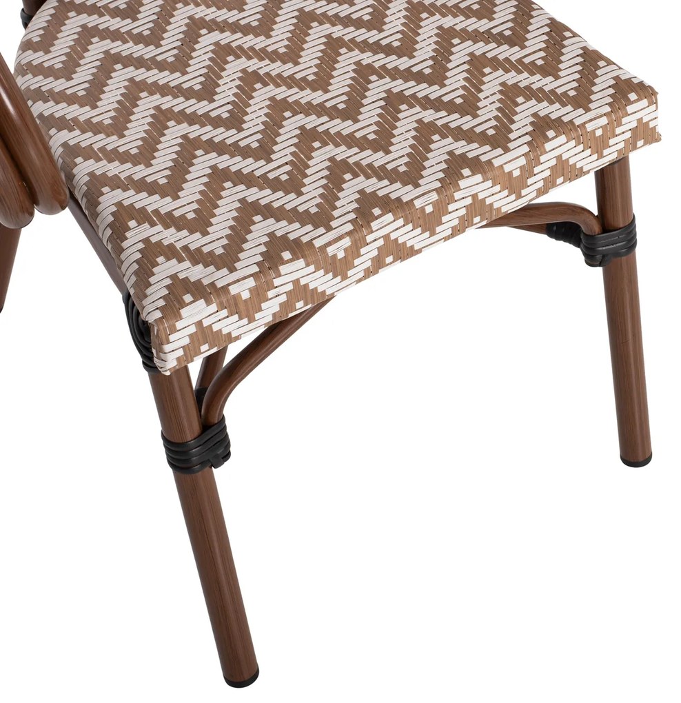 Πολυθρόνα Bamboo Look Καφέ-Λευκό 56,5x56,5x82 Εκ.