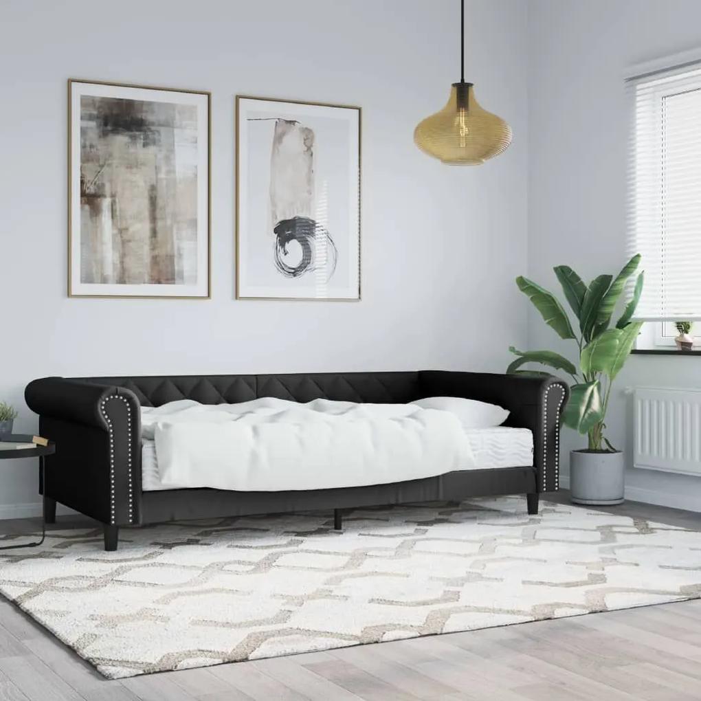 Καναπές Κρεβάτι με Στρώμα Μαύρος 90 x 200 εκ. Συνθετικό Δέρμα - Μαύρο