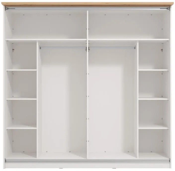 Nτουλάπα Valencia με Καθρέφτη 220 Λευκό - Artisan Oak - Λευκό Μάτ 220x62.5x214 εκ. 220x62.5x214 εκ.