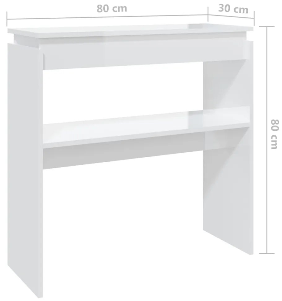 vidaXL Τραπεζάκι Κονσόλα Γυαλιστερό Λευκό 80 x 30 x 80 εκ. Επεξ. Ξύλο