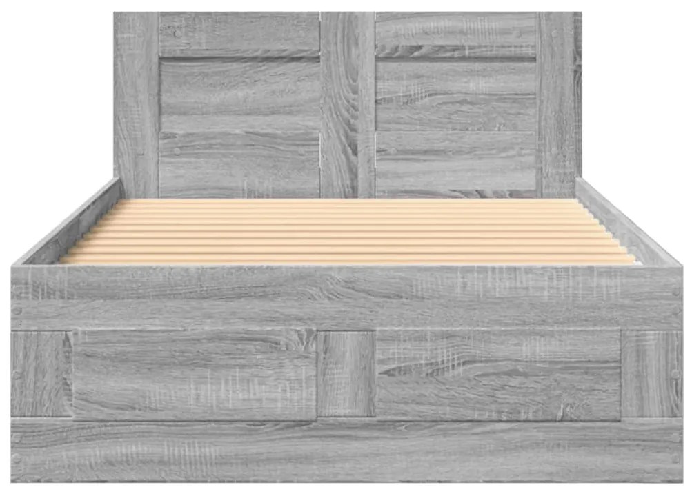 vidaXL Πλαίσιο Κρεβατιού με Κεφαλάρι Γκρι Sonoma 90x200 εκ. Επεξ. Ξύλο