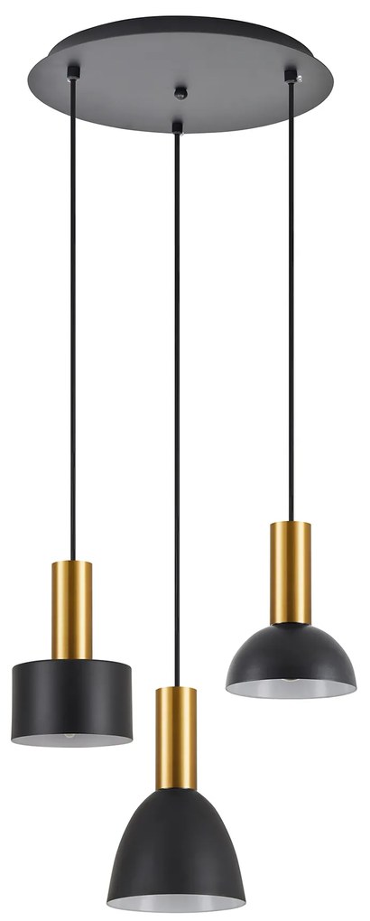 Φωτιστικό Οροφής  SE21-GM-4-3BL-MS123 ADEPT FLEX Gold Matt Pendant Black Metal Shade+ - 51W - 100W - 77-8940