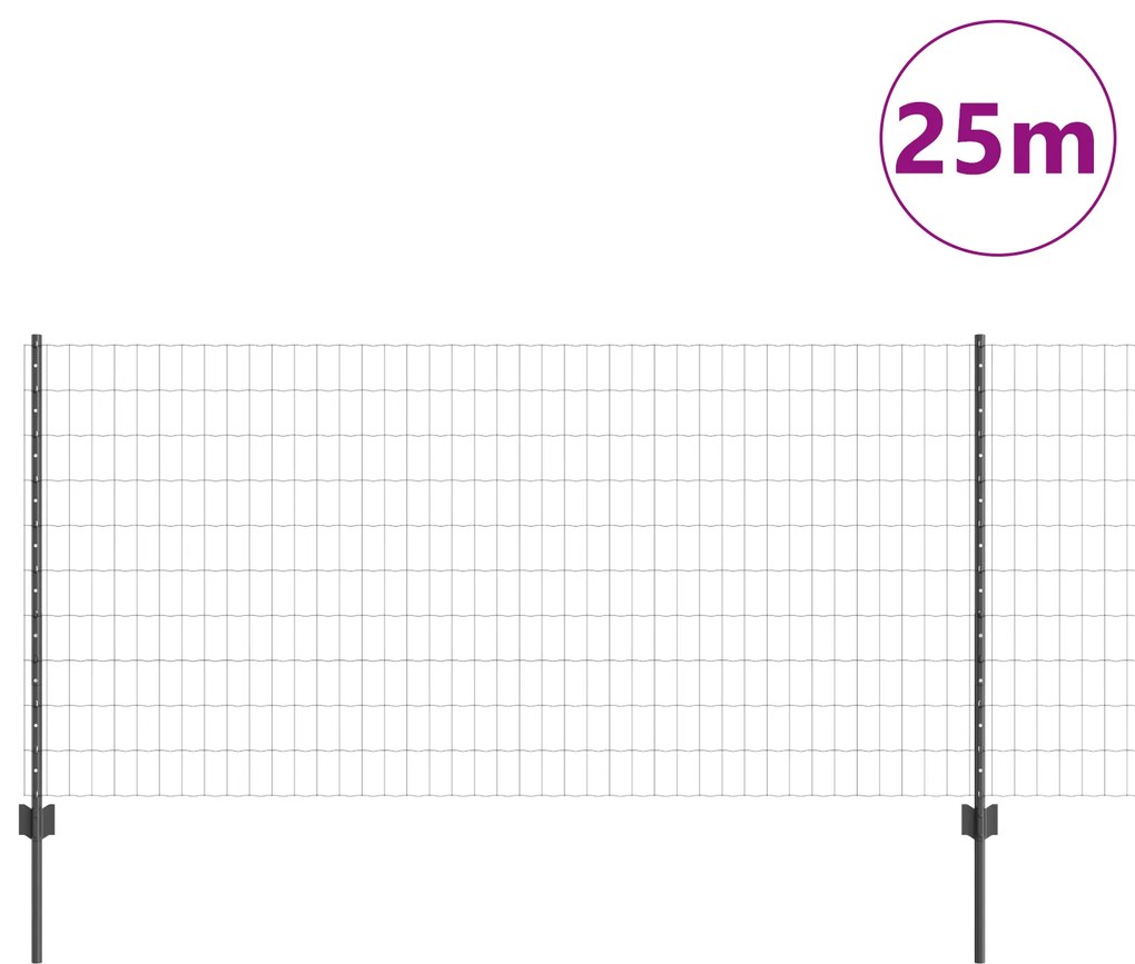 vidaXL Ευρωπαϊκός Φράχτης με 22 Στήλες Γκρι 1x25 μ Μεταλλικό