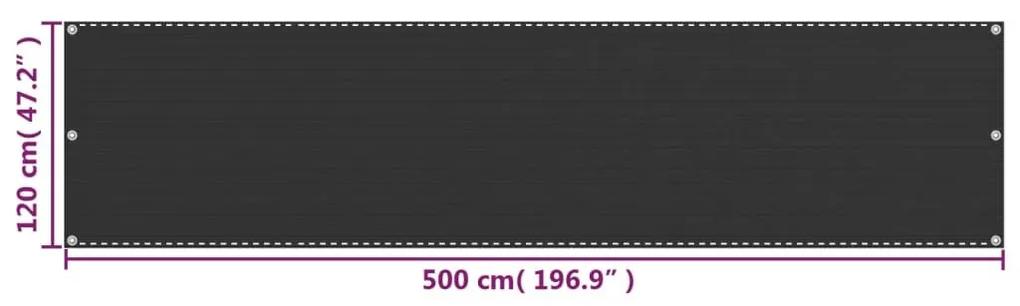 Διαχωριστικό Βεράντας Ανθρακί 120 x 500 εκ. από HDPE - Ανθρακί