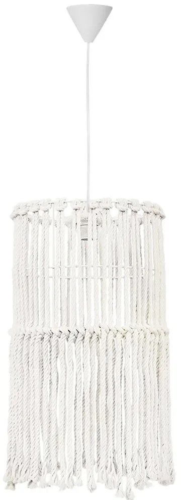 Φωτιστικό Οροφής Mac-03 Φ30 1/L Macrame 31-1066 White Heronia Σχοινί,Μέταλλο
