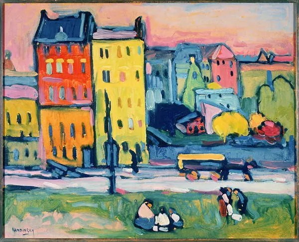 Wassily Kandinsky - Εκτύπωση έργου τέχνης Houses in Munich, 1908, (40 x 35 cm)