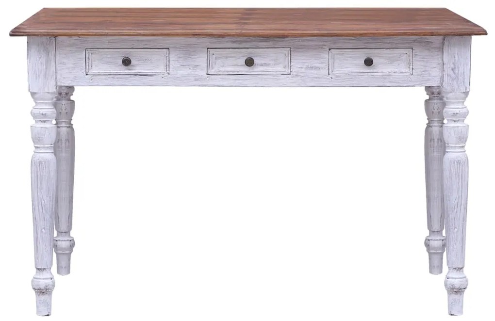 vidaXL Γραφείο με Συρτάρια Λευκό 117x57x75 εκ. Μασίφ Ανακυκλωμένο Ξύλο
