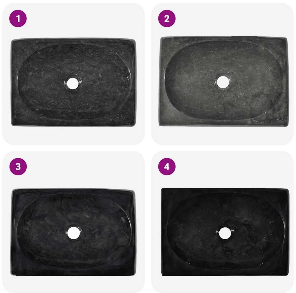 vidaXL Νιπτήρας Μαύρος 50 x 35 x 10 εκ. Μαρμάρινος