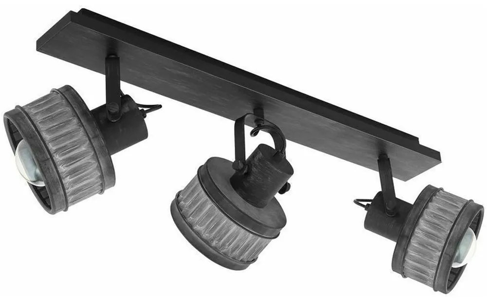Φωτιστικό Οροφής - Σποτ 43446 Turrock 3/E27 Πατίνα Black-Grey Eglo Metal,Wood