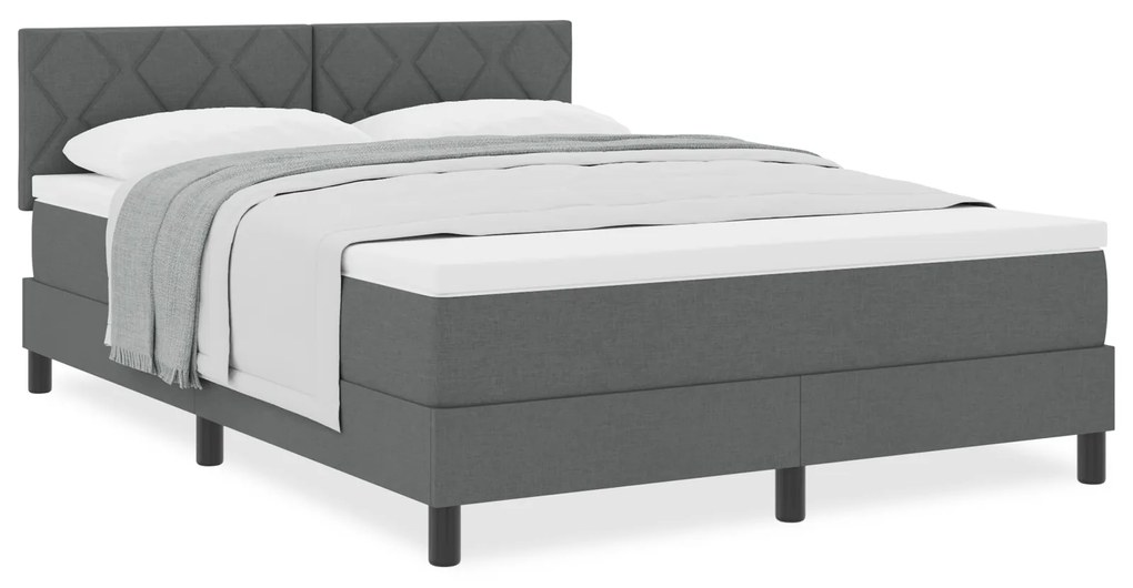 vidaXL κρεβάτι box spring  με στρώμα σκούρο γκρι 140x200 εκ υφάσμα
