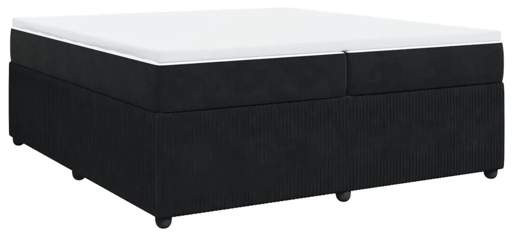 vidaXL Κρεβάτι Boxspring με Στρώμα Μαύρο 200x200 εκ. Βελούδινο