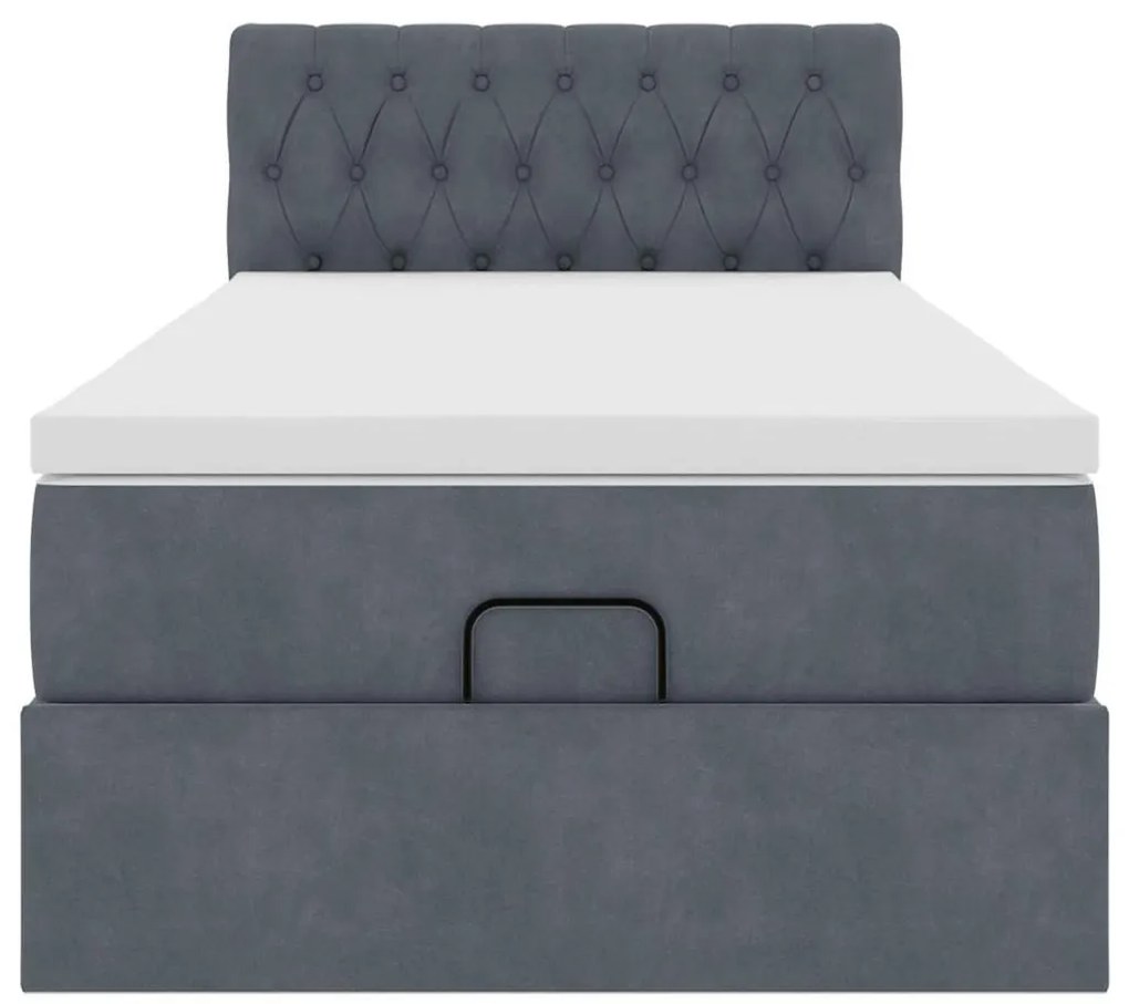 vidaXL Οθωμανικό κρεβάτι με στρώμα & LEDs Dark Grey 80x200cm Velvet